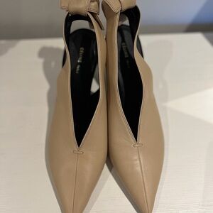 NEW CELINE Bow Slingback Pumps | Beige Lambskin Authentic